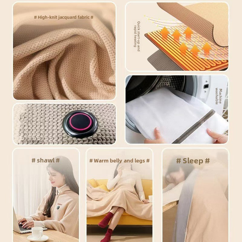 USB Graphene Heating Shawl Electric Washable Blanket