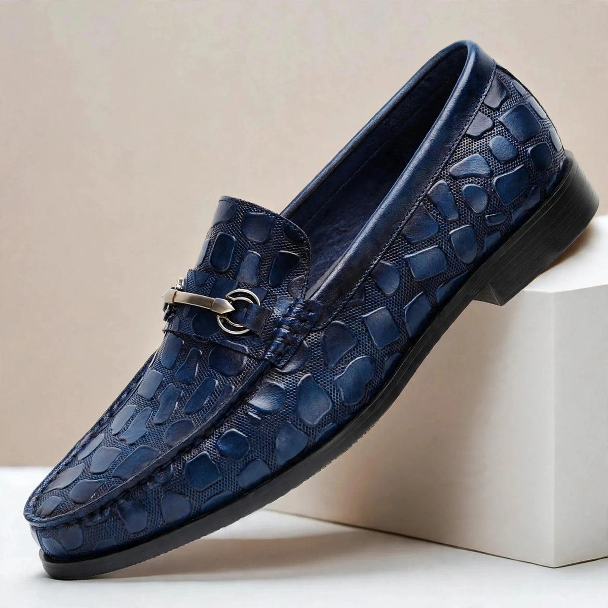 Men's Business Casual Loafers with Crocodile Pattern