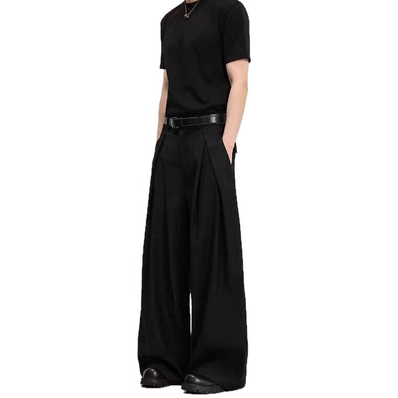 Heavyweight Pleated Wide-Leg Casual Pants