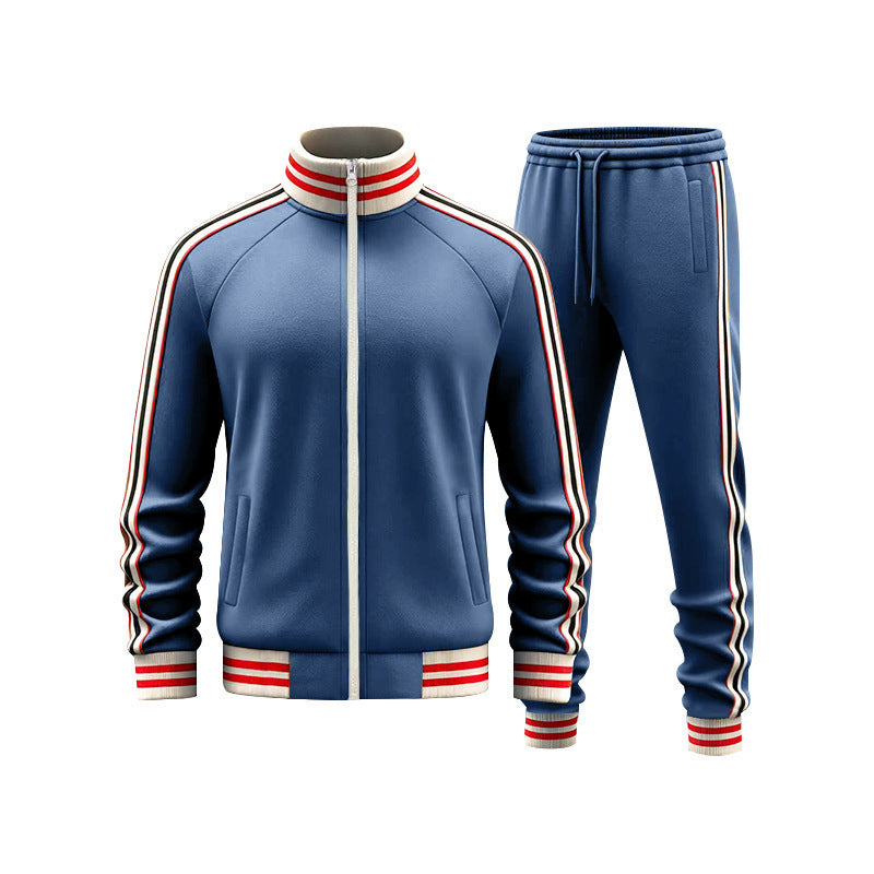 Men's woven striped sports casual two-piece set