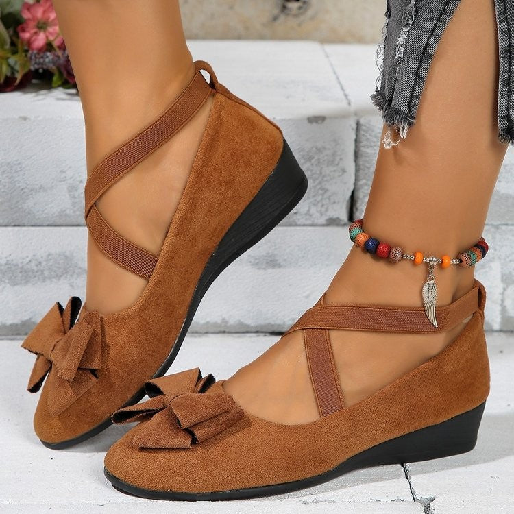 Women's Pointed Toe Suede Wedge Heel Casual Single Shoes