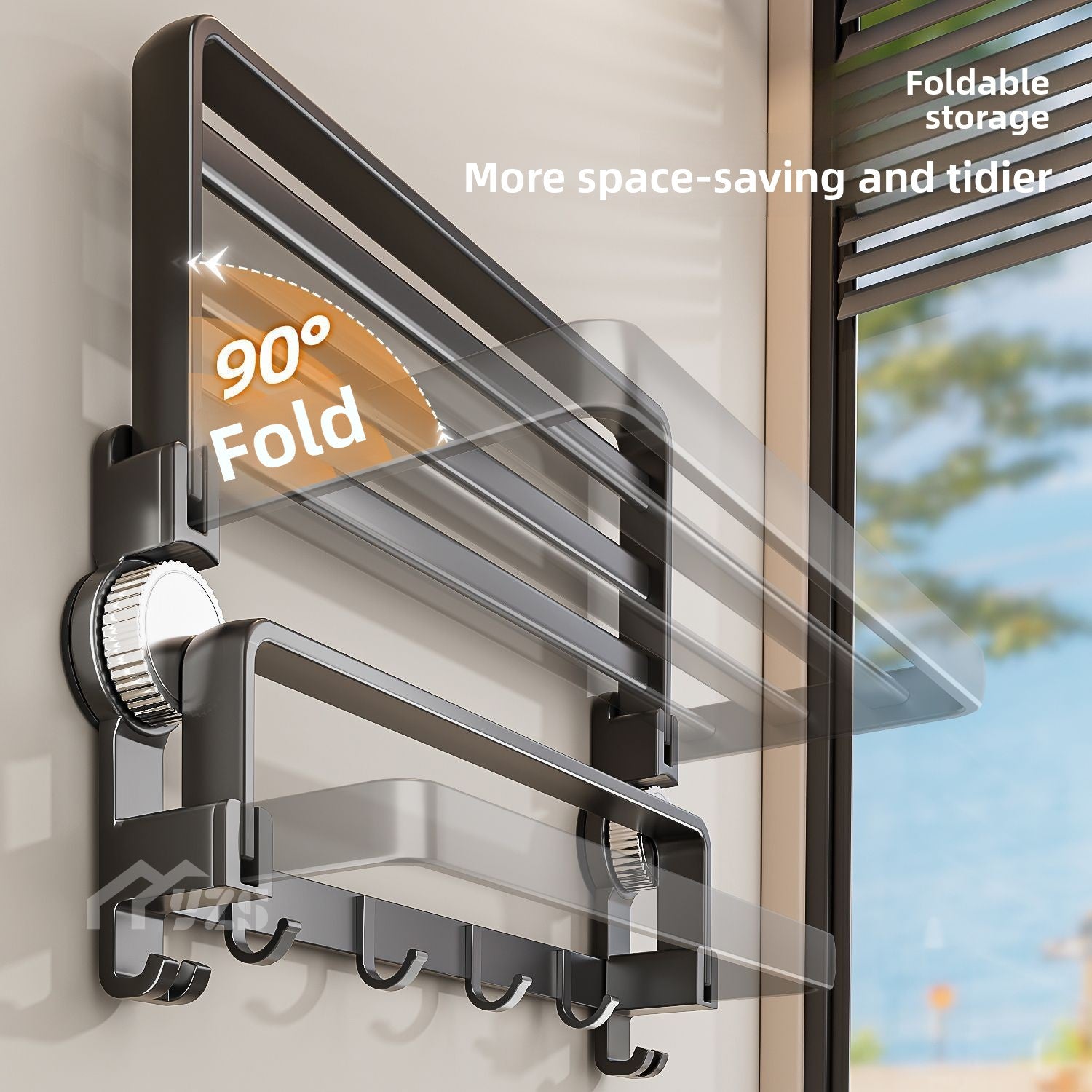 Suction Cup Bathroom Towel Rack with Hanging Rod