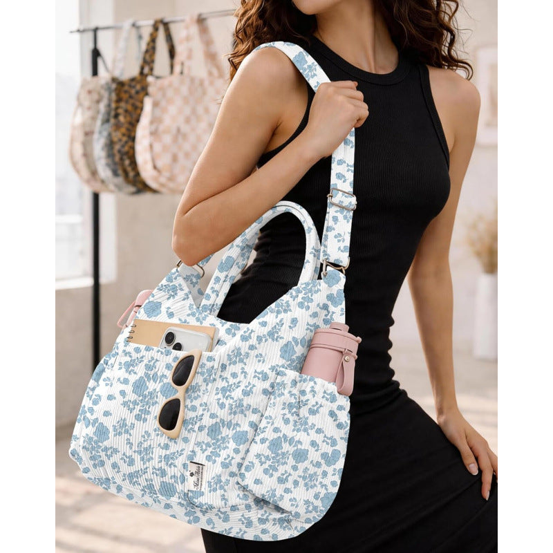 Fashion Corduroy Crossbody Tote Bag