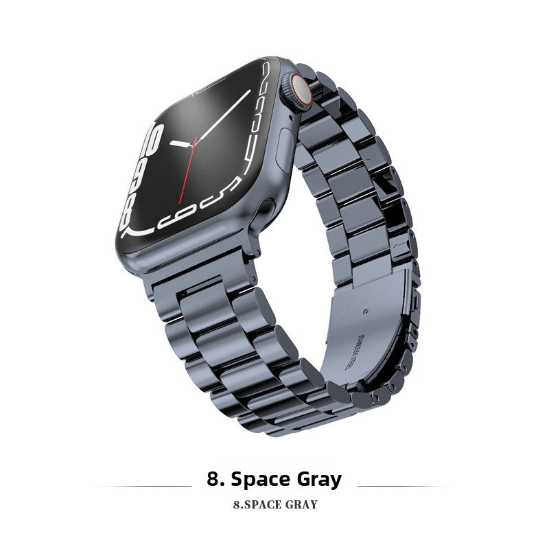 Three Bead Solid Stainless Steel Watch Band