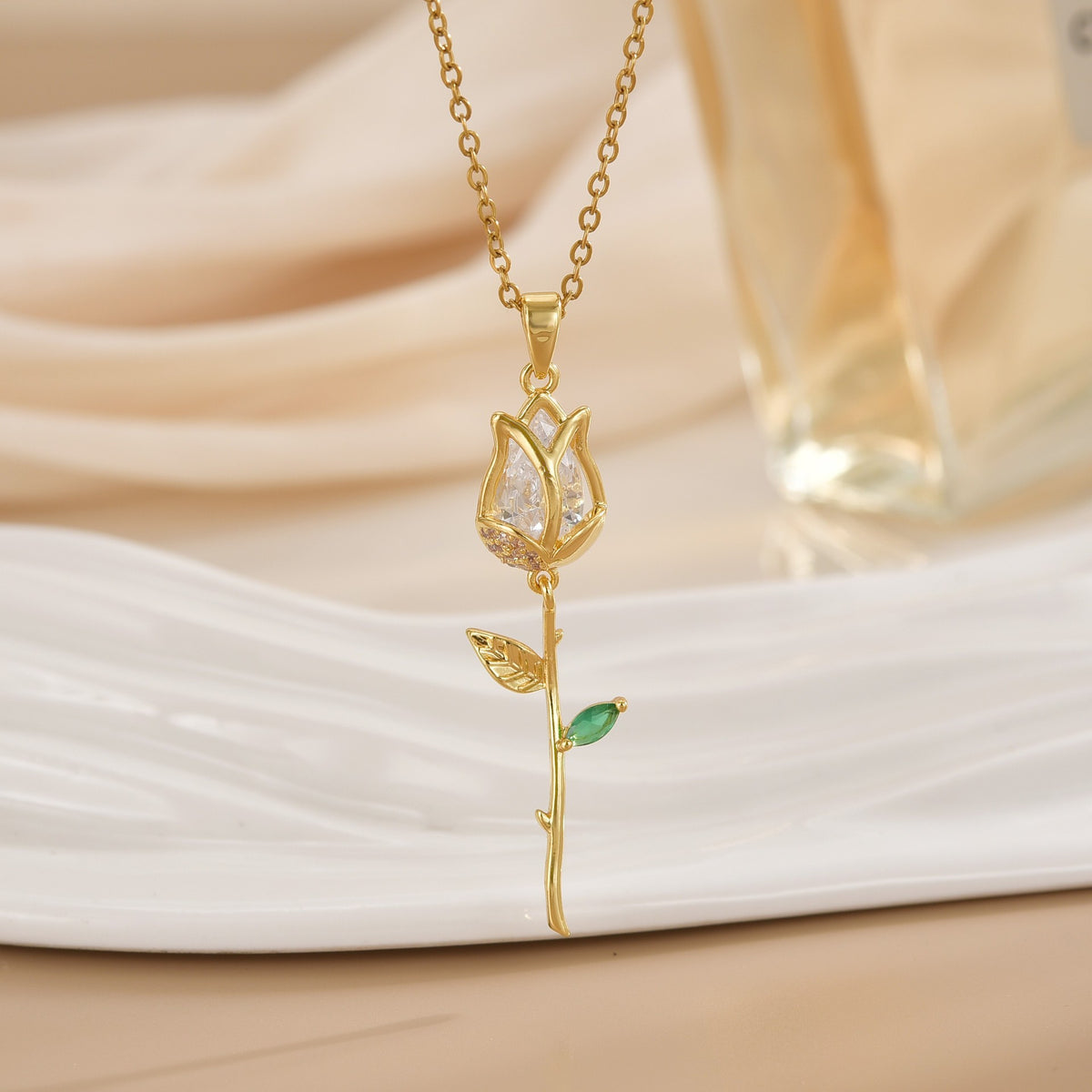 Tulip Flower Design Titanium Steel Necklace