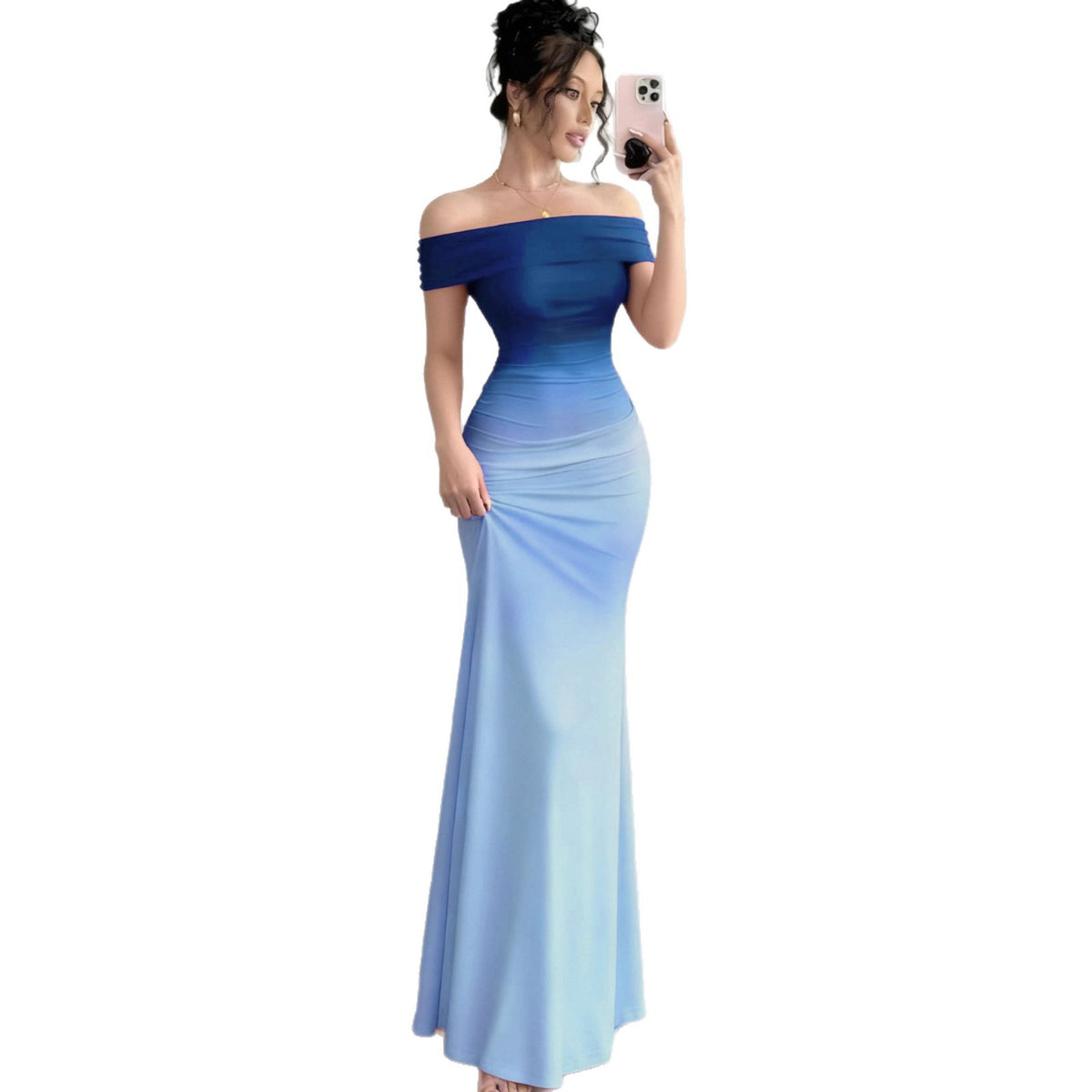 Gradient Sleeveless Bodycon Long Dress