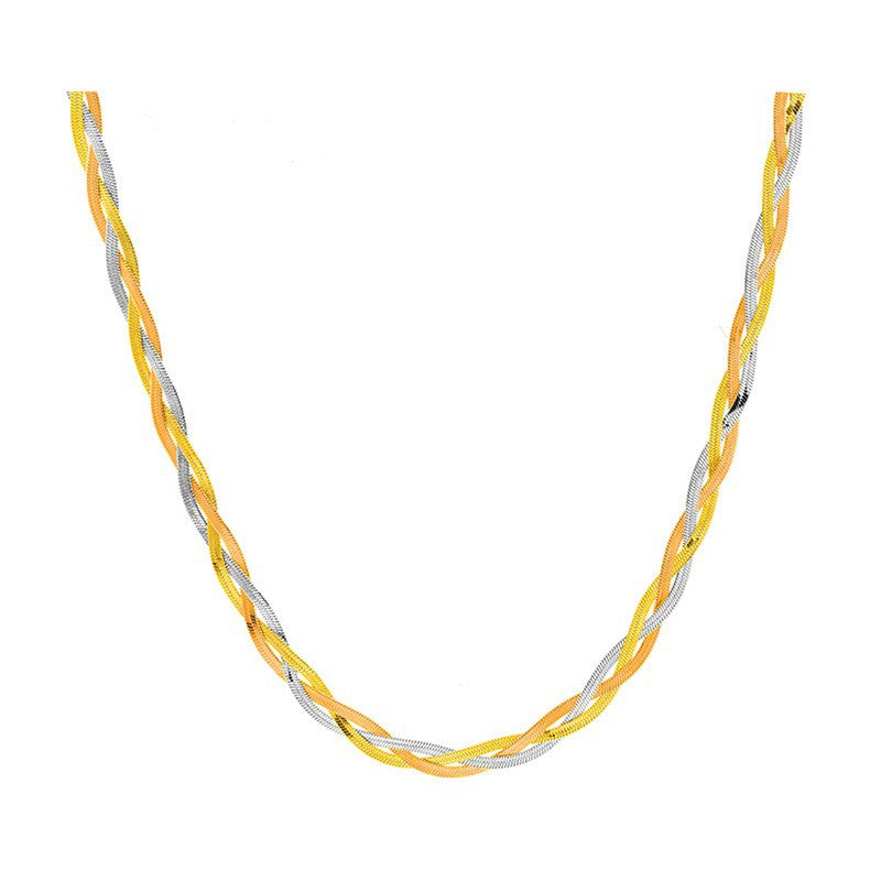 Titanium Steel Women's Three-Color Hand-Woven Clavicle Chain Necklace