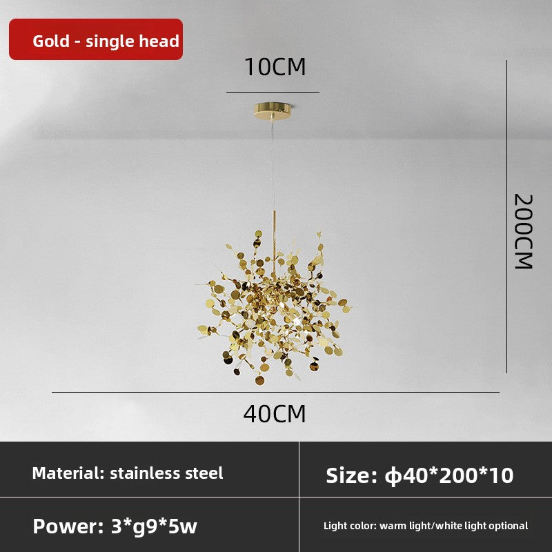 Stainless Steel Decorative Pendant Light Luxury Nordic Chandelier for Living Room Restaurant