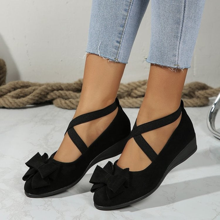 Women's Pointed Toe Suede Wedge Heel Casual Single Shoes