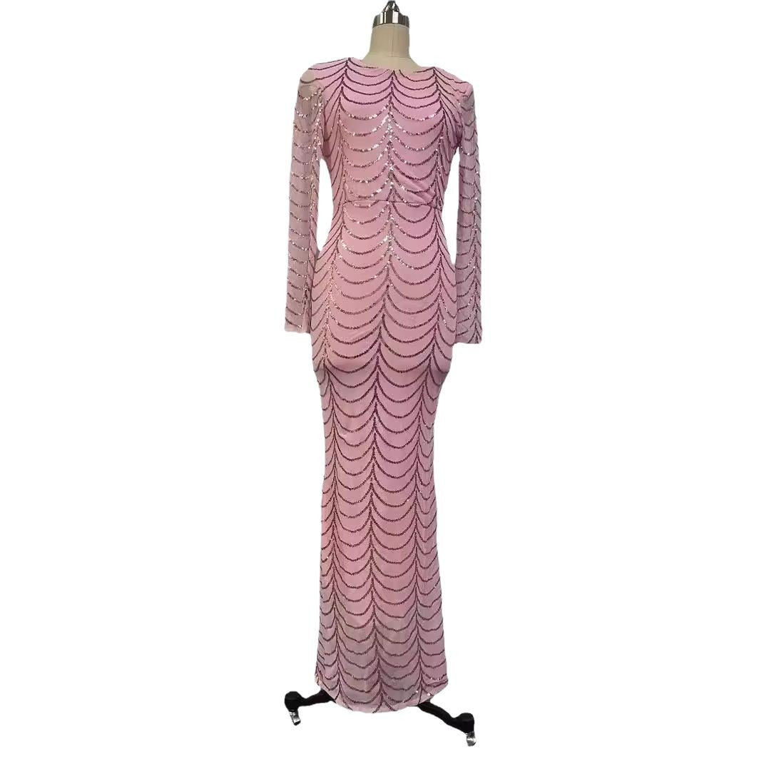 Elegant Sequin Fishtail Evening Dress