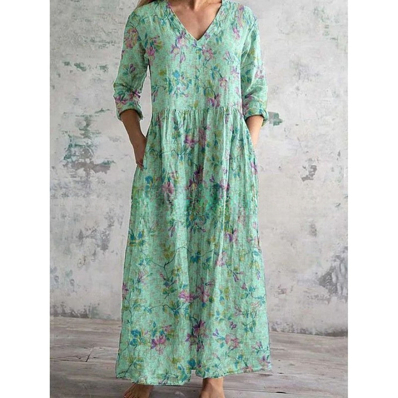 Printed Casual Loose Long Sleeve Dress
