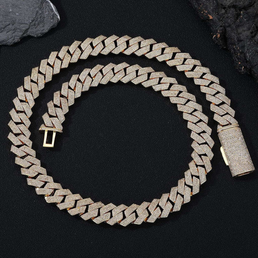 Men's Cuban Chain Zircon Necklace Geometric Pendant