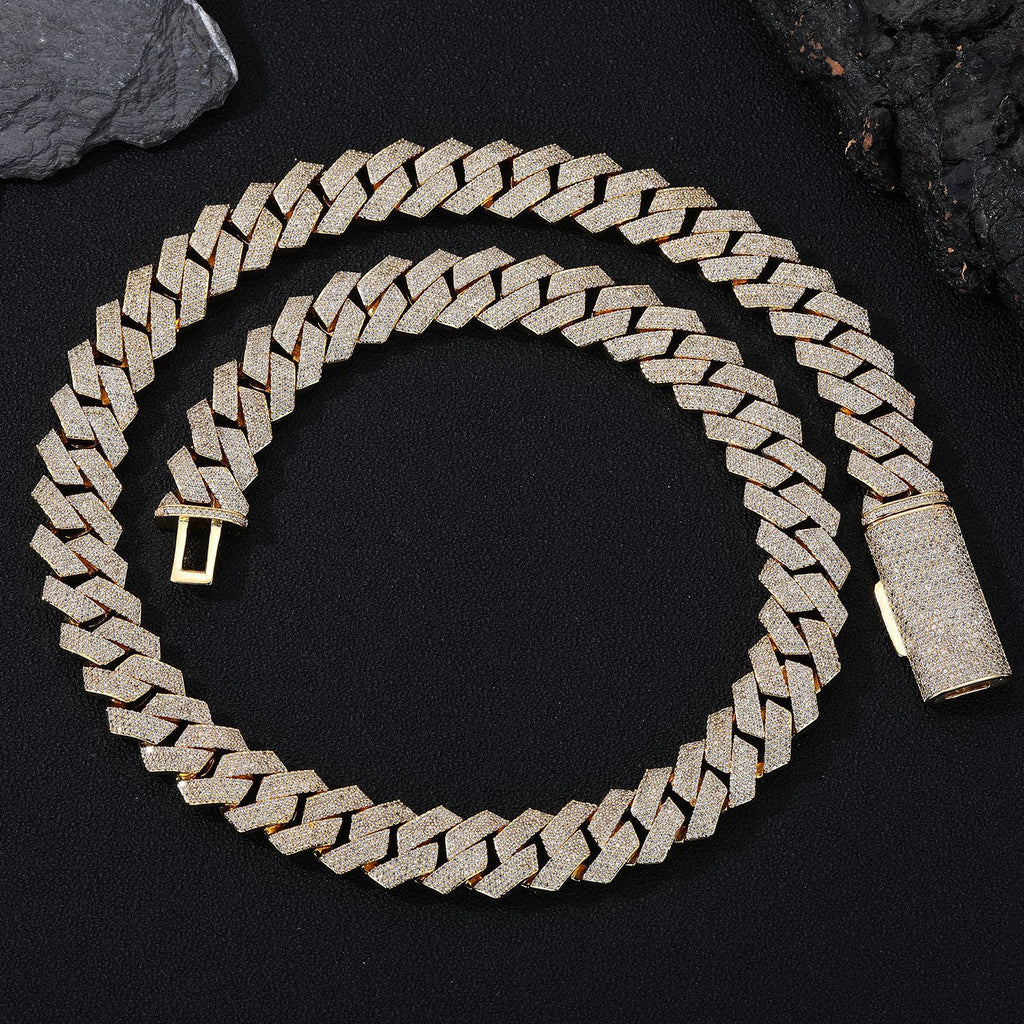 Men's Cuban Chain Zircon Necklace Geometric Pendant