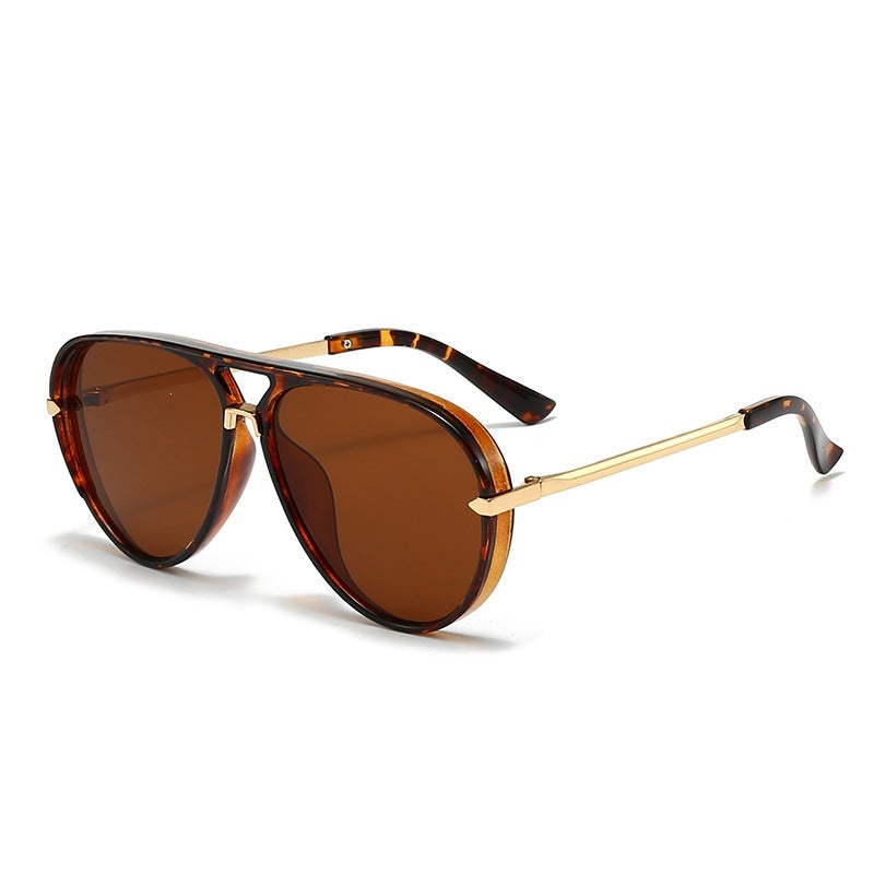 Retro Large Frame Aviator Sunglasses UV400 Protection PC Lens Fashion Versatile Eyewear