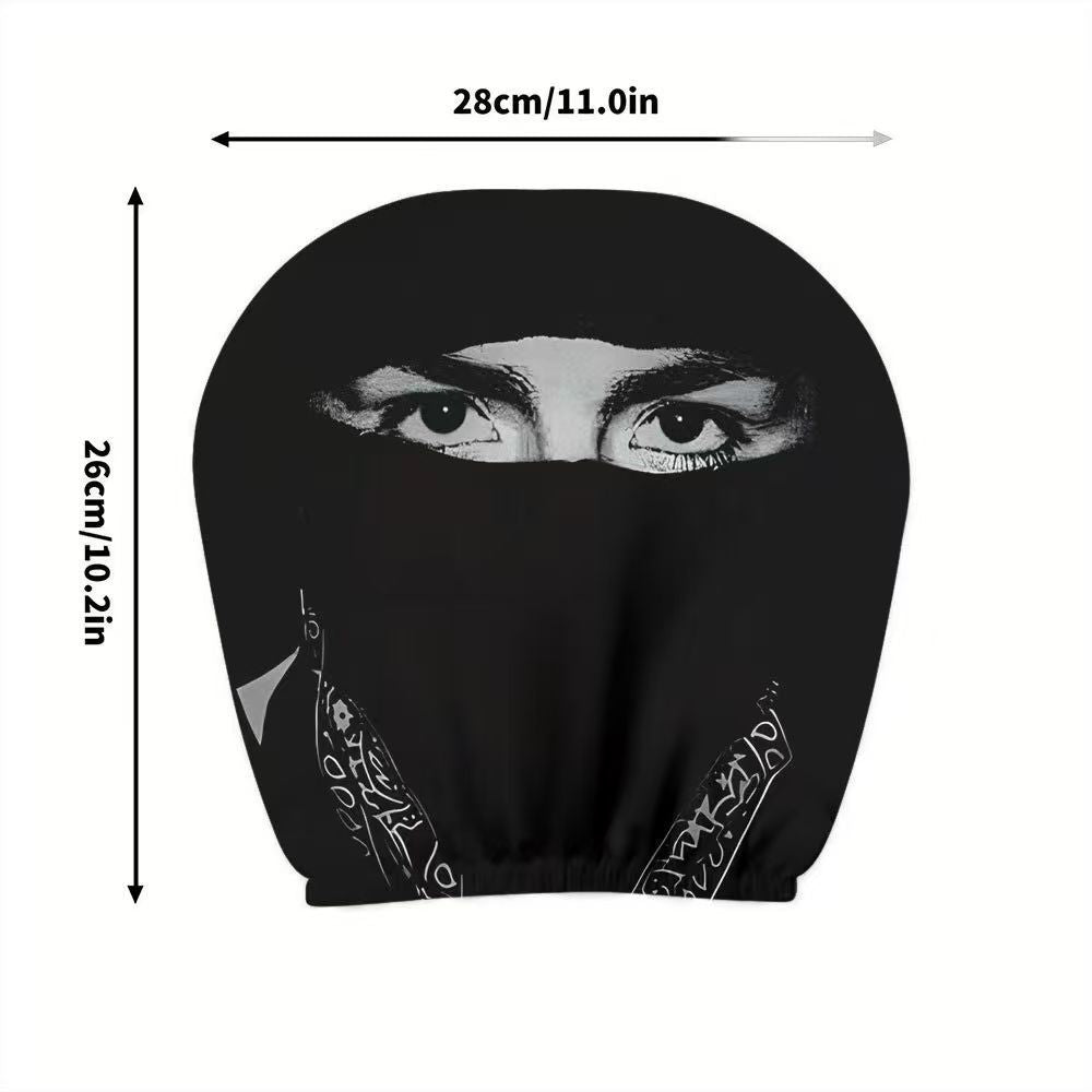 Black Skull Car Printed Headrest Cover Universal Elastic Style Funny and Interesting Universal Headgear