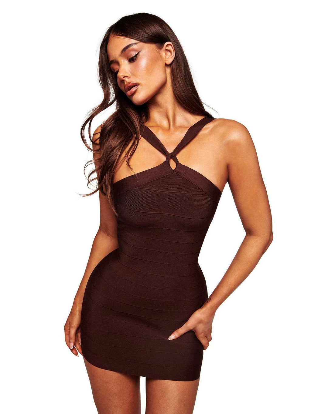 Elastic Ribbed Strap Bodycon Dress