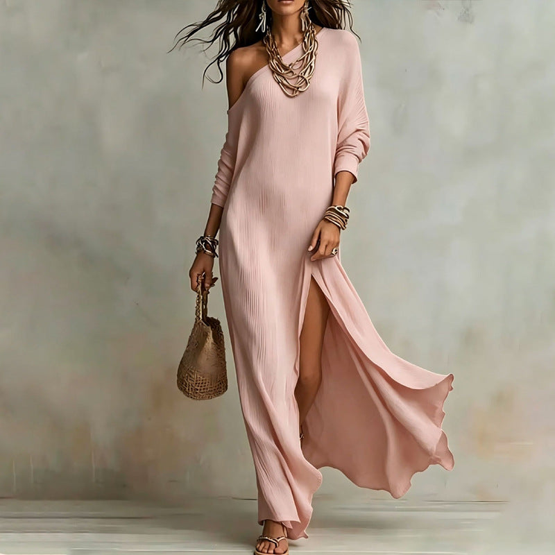 Long Sleeve High Neck Midi Dress