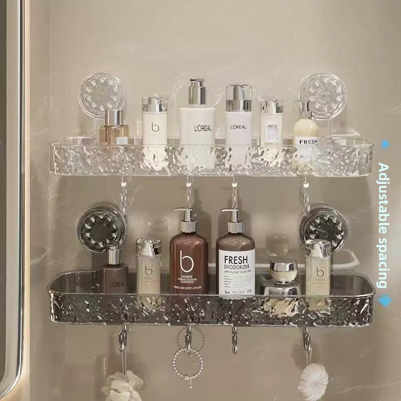 Bathroom Suction Cup Shelf with Hooks