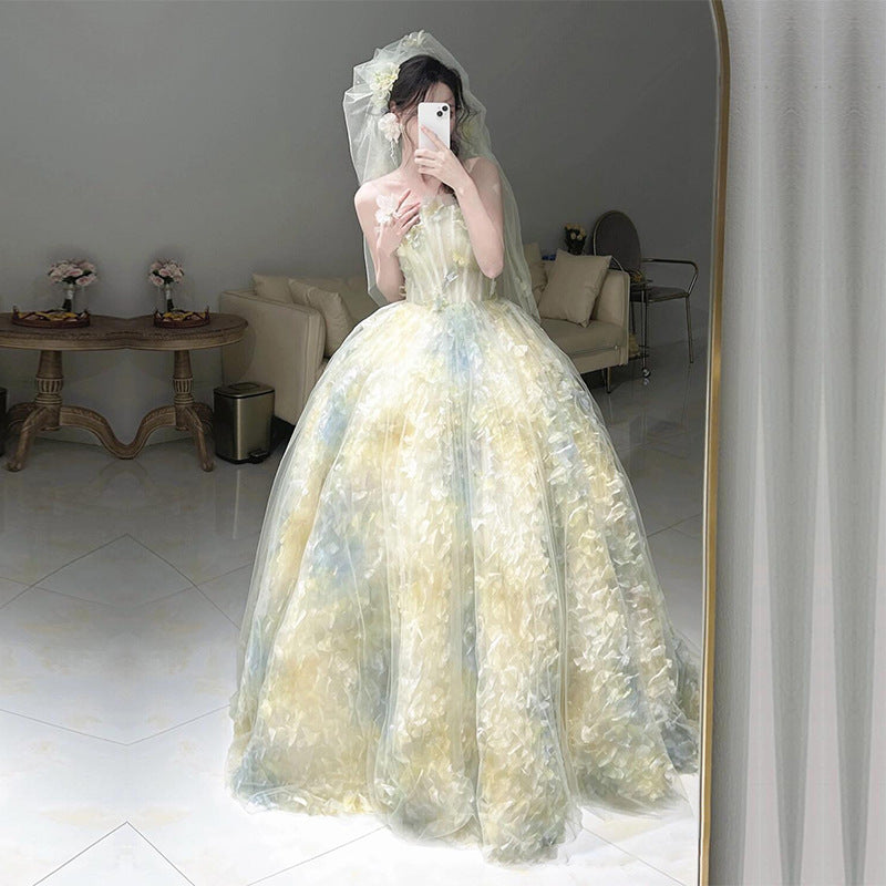Elegant Women Evening Dress Tube Top Banquet Gown