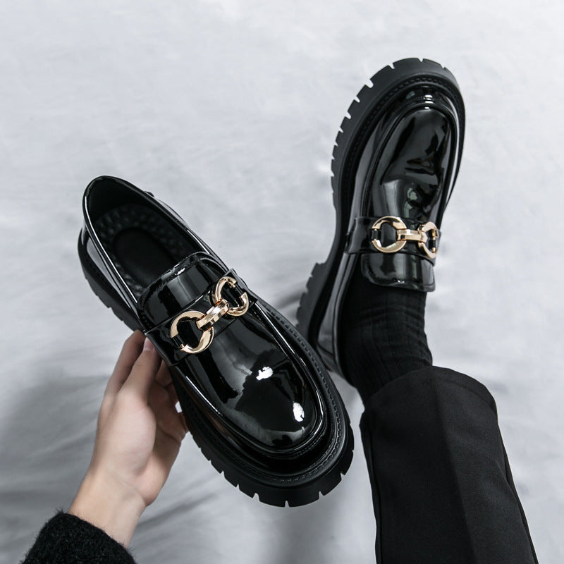 Mens Casual Leather Shoes with Horse Buckle