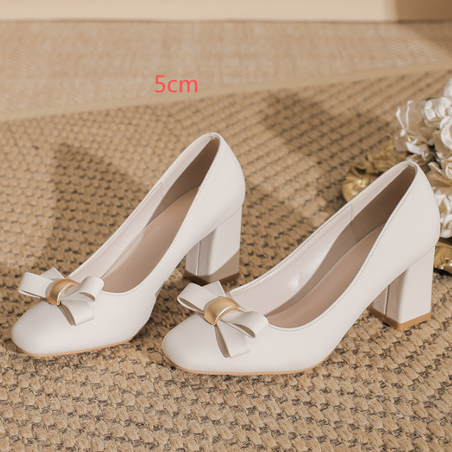 Womens Square Toe Chunky Heel Shoes