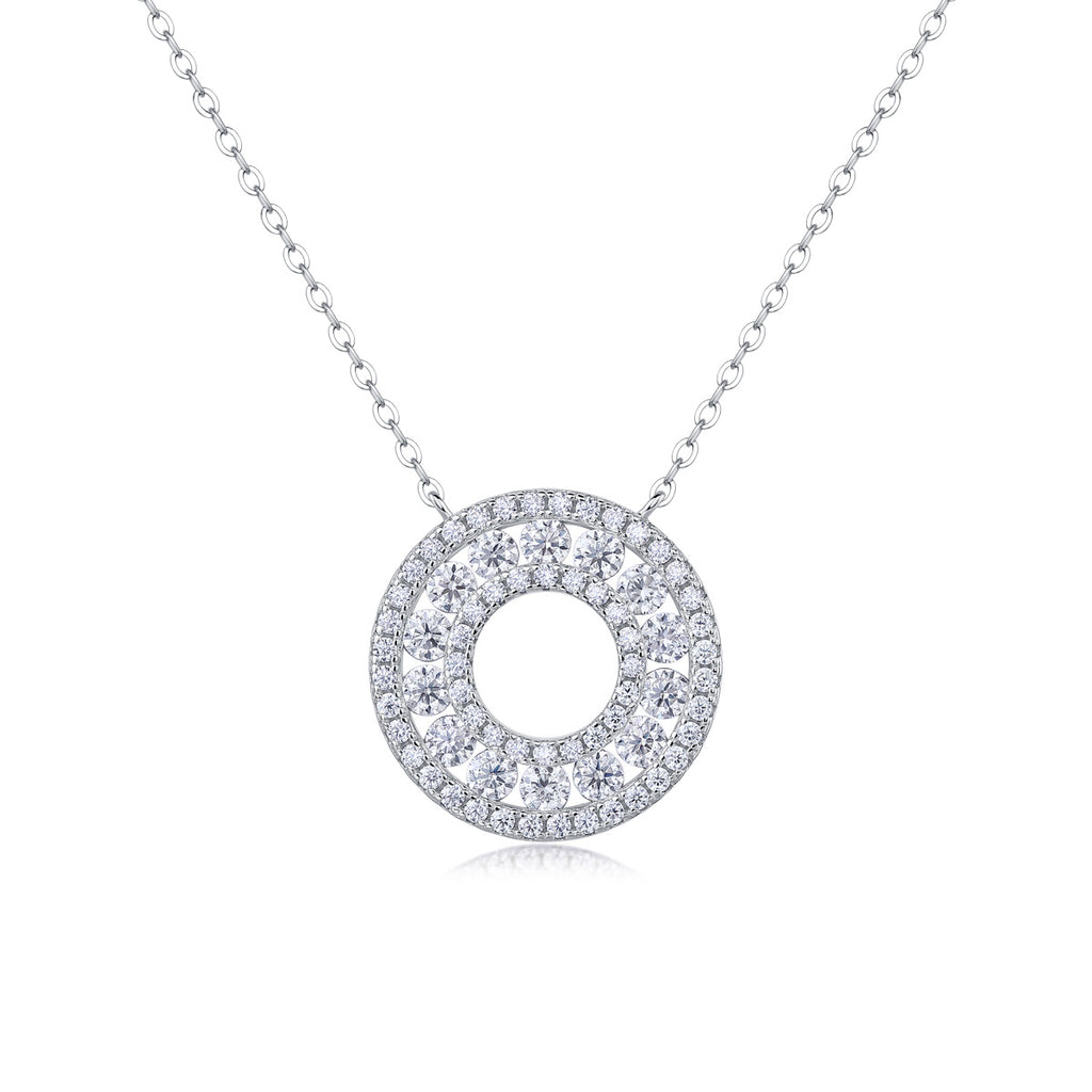 Sterling Silver Moissanite Geometric Pendant Necklace