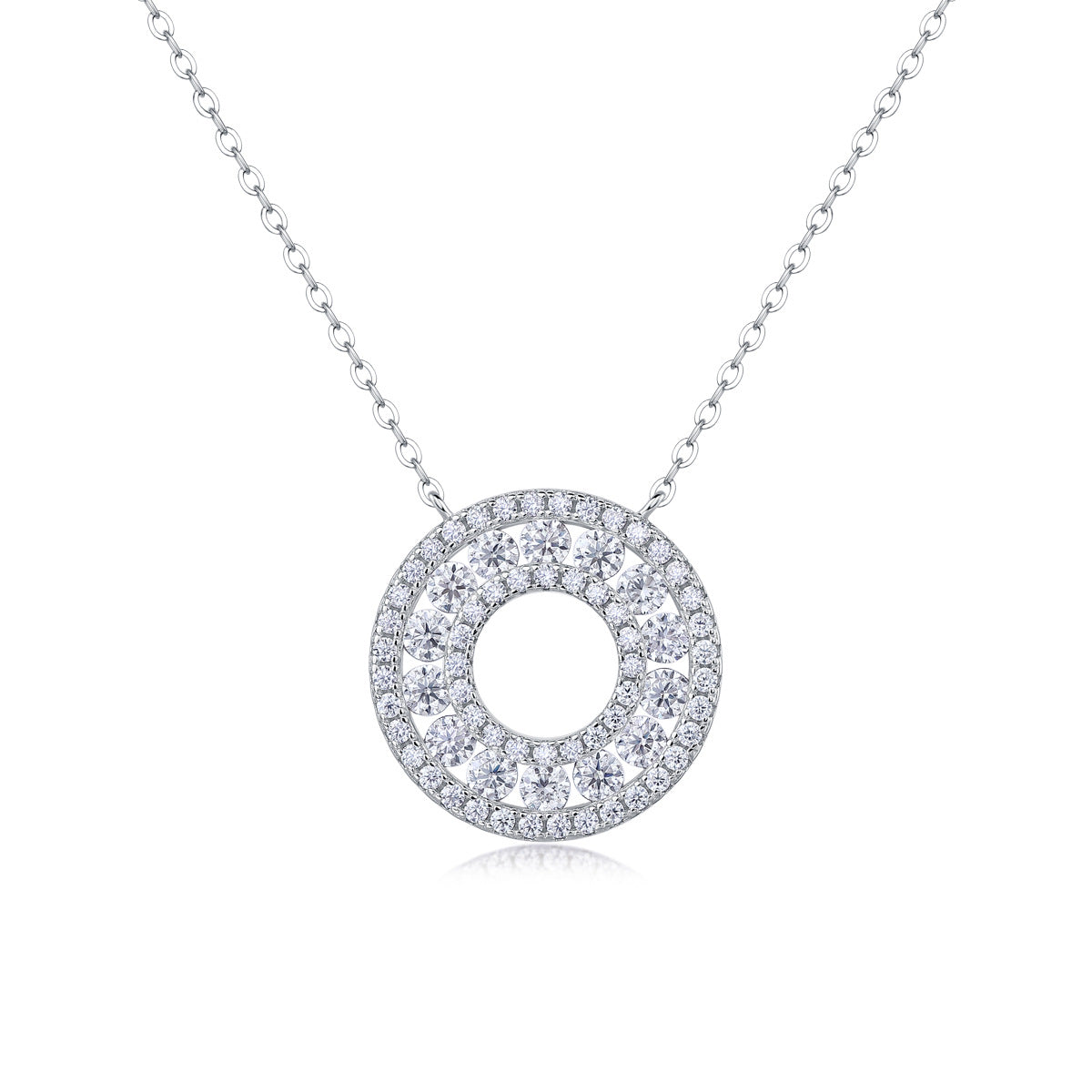 Sterling Silver Moissanite Geometric Pendant Necklace