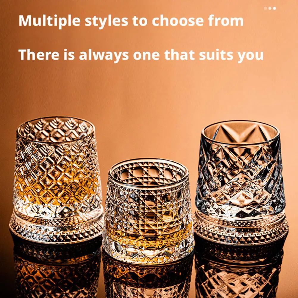 Rotating Base Whiskey Glass Set