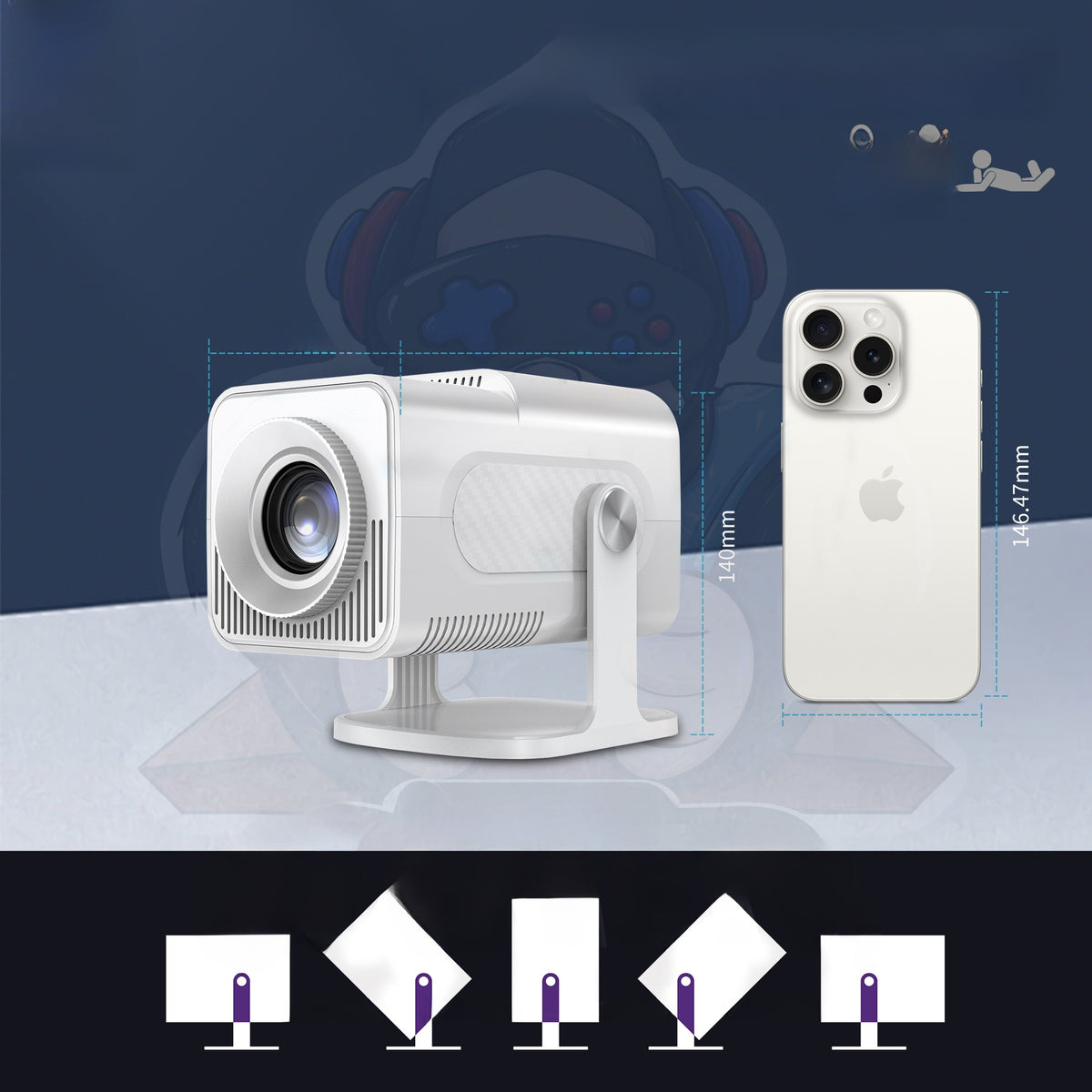 Portable HD Projector with Bluetooth Voice Remote