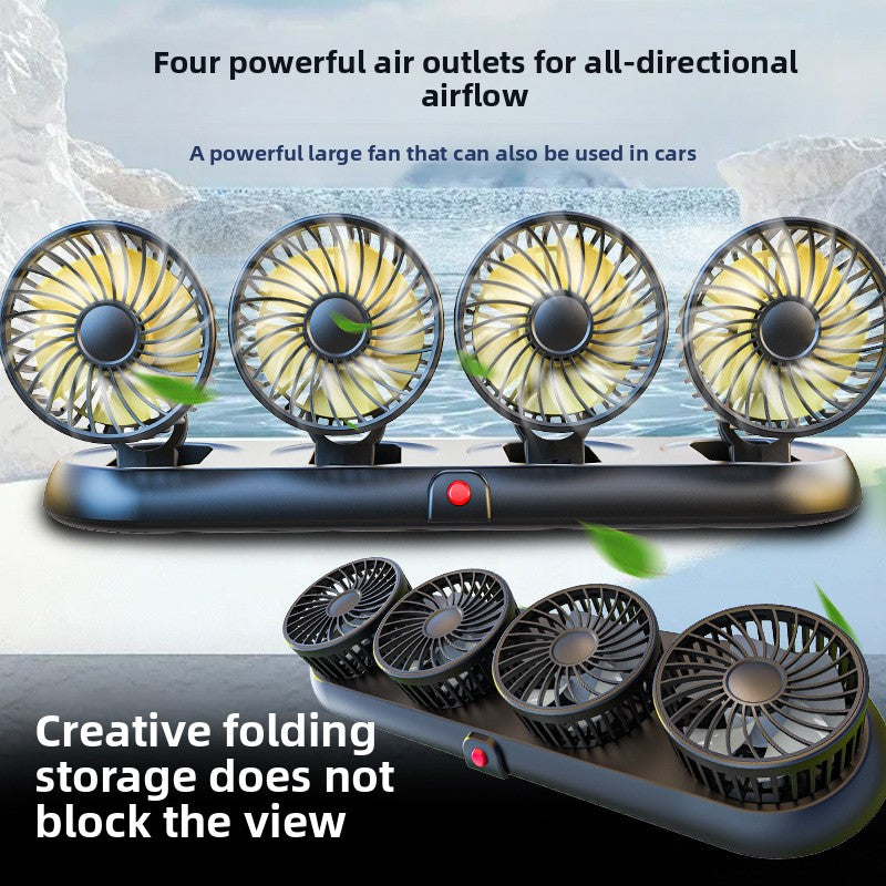 Multi-Head USB Car Fan with Dual Voltage Support