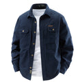 Men's Long Sleeve Lapel Collar Cotton Shirt