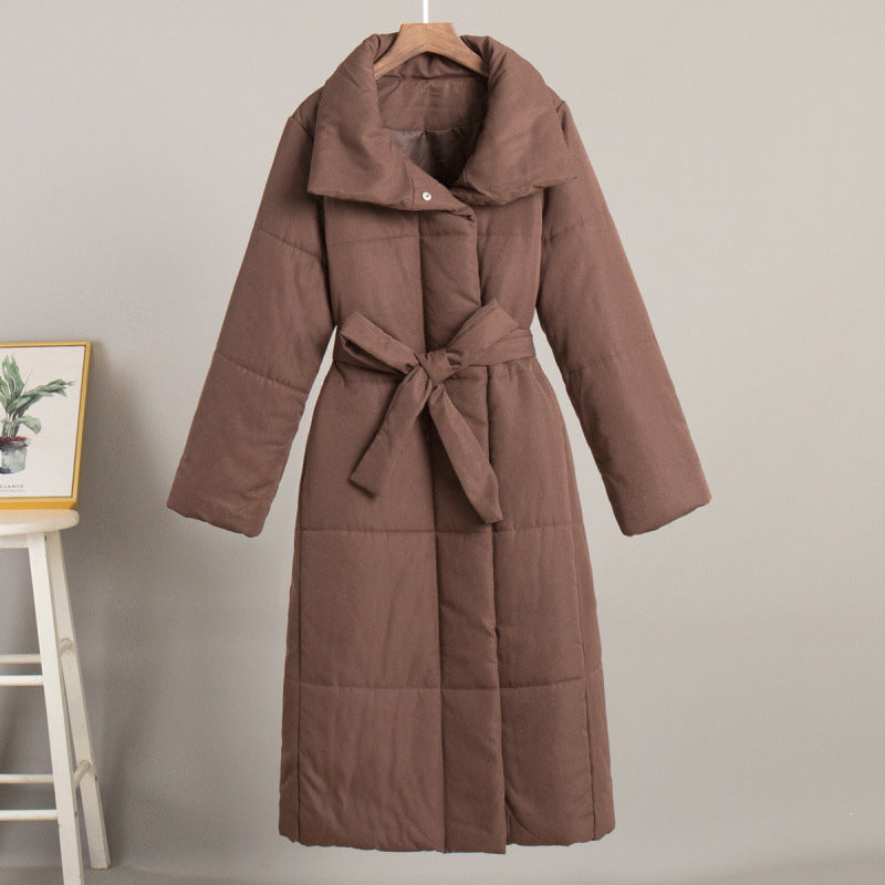 Loose Casual Warm Long Stand-Up Collar Cotton Jacket