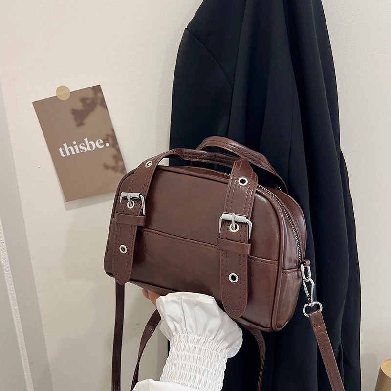 Casual Oil Wax Leather Crossbody Bag