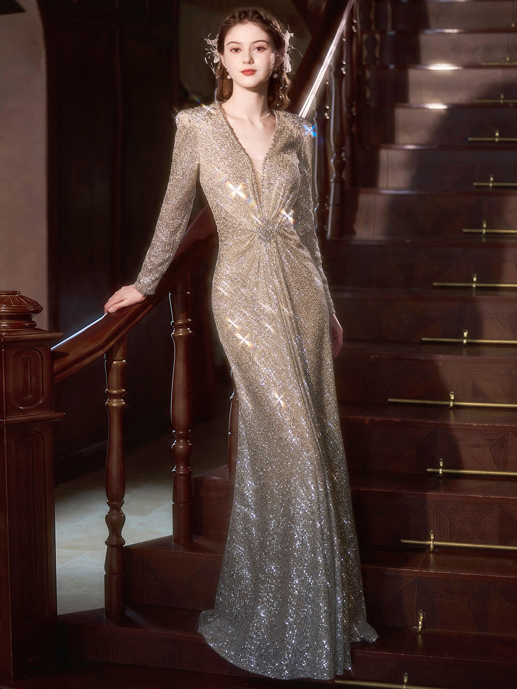 Heavy-embellished evening gown
