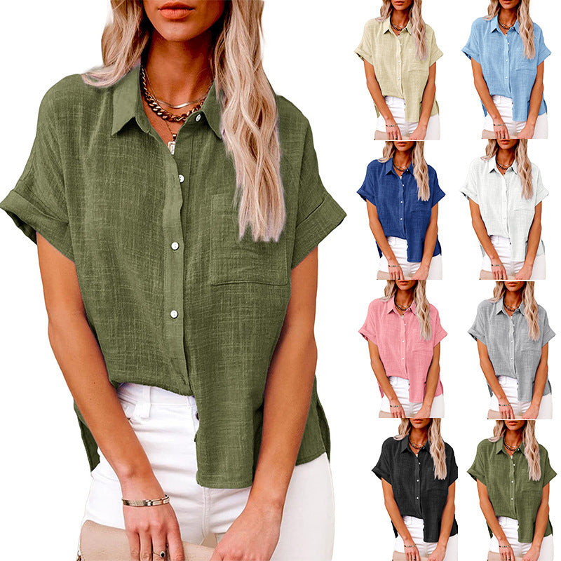 Womens Chiffon Short Sleeve Shirt