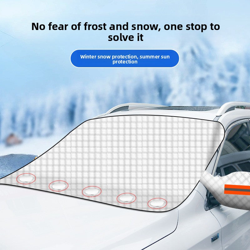 Double-Layer Aluminum Film Car Snow Shield Sun Rain Frost Protector Universal Fit for SUV Sedan