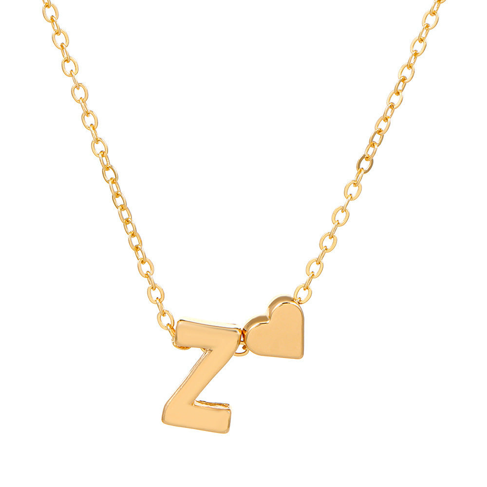 Heart Letter Necklace and Bracelet Set