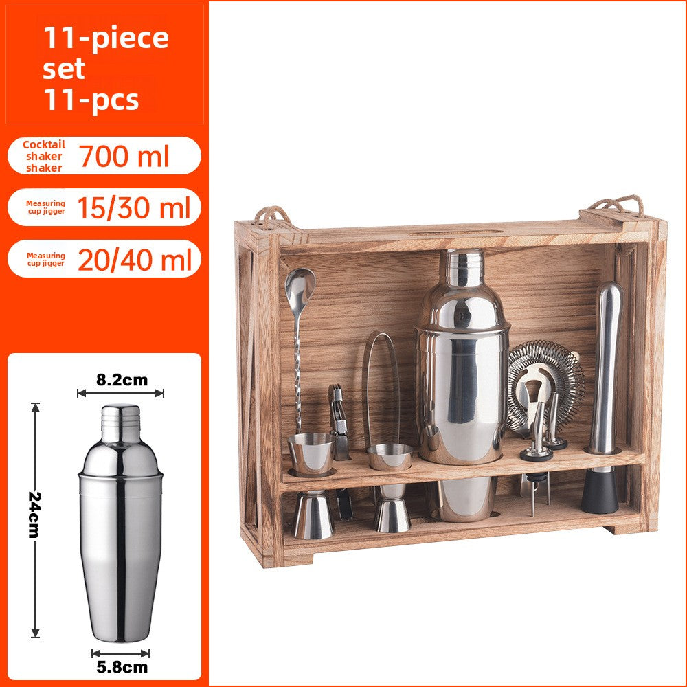 Professional Bartender Kit with Bamboo Rack Cocktail Shaker Set