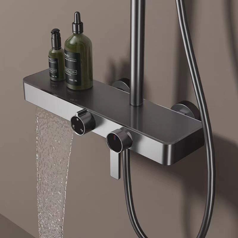 All-Copper Waterfall Pressurized Shower Set with Temperature Control