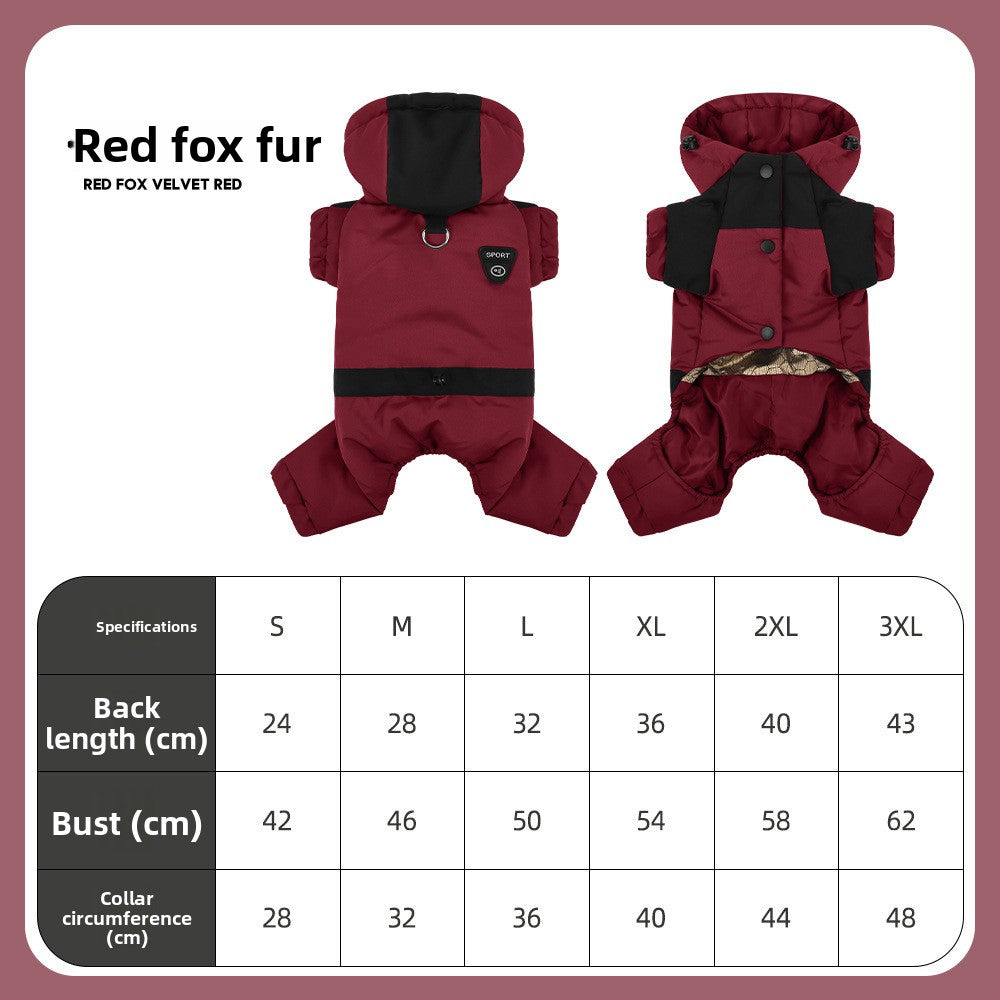 Dog Four-Legged Warm Jacket with Hood