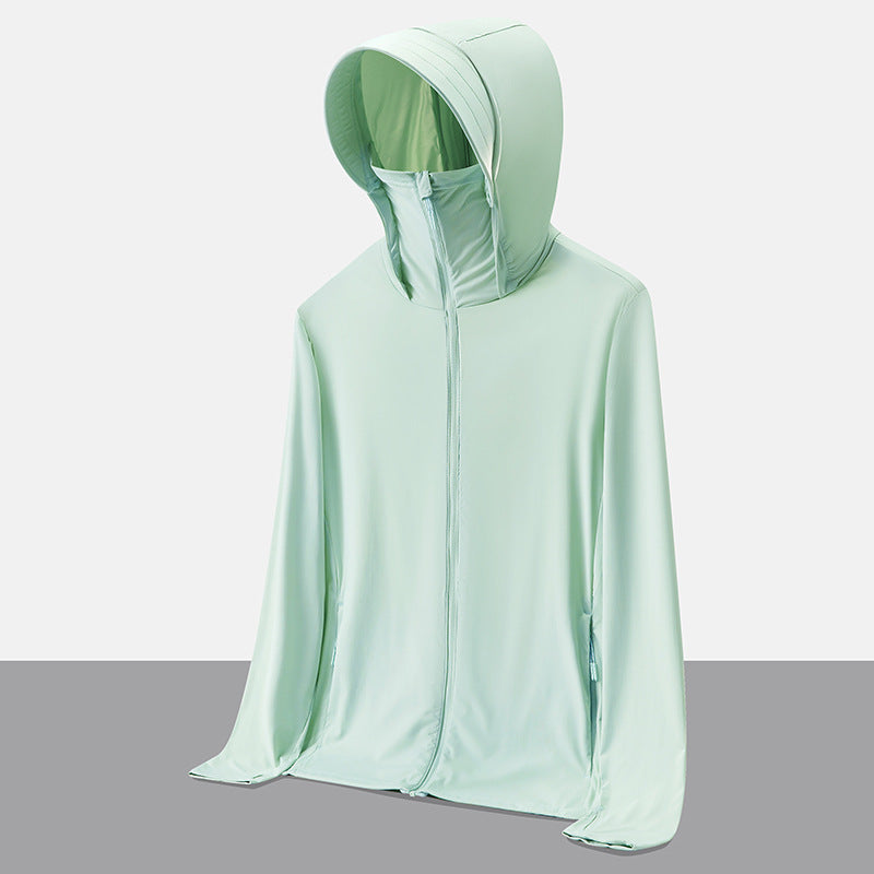 UPF50+ Ice Silk Cooling UV Protection Hooded Jacket Couple Matching Outdoor Sport Coat