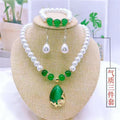 Synthetic Pearl Necklace with Heart Pendant