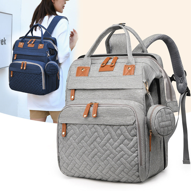 Multifunctional Mommy Bag with Mosquito Net Folding Crib Backpack for Baby Travel