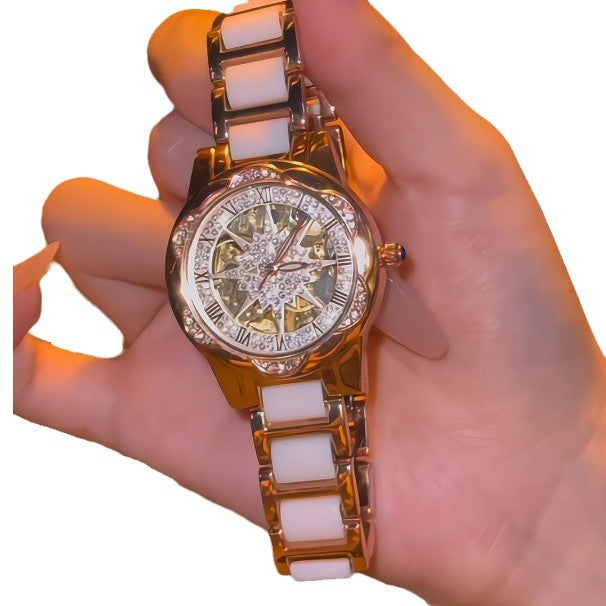 Sunflower Hollow Ceramic Ladies Watch