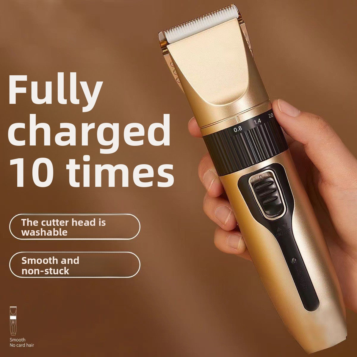 Rechargeable Electric Hair Clipper with Ceramic Blades