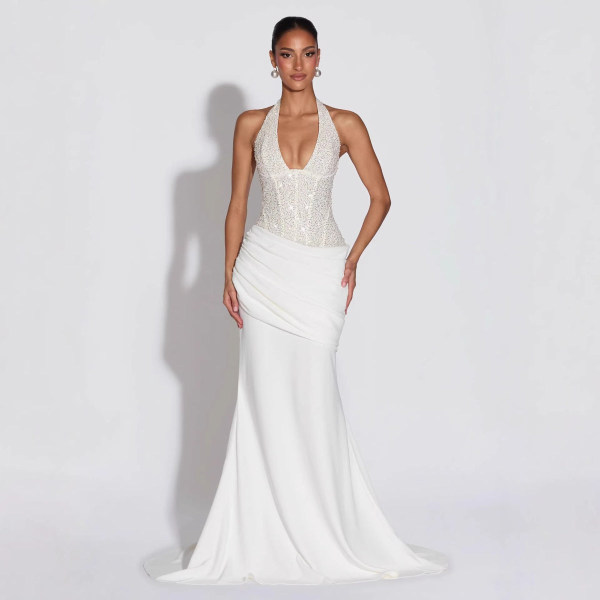 Sequin Halter Party Evening Gown
