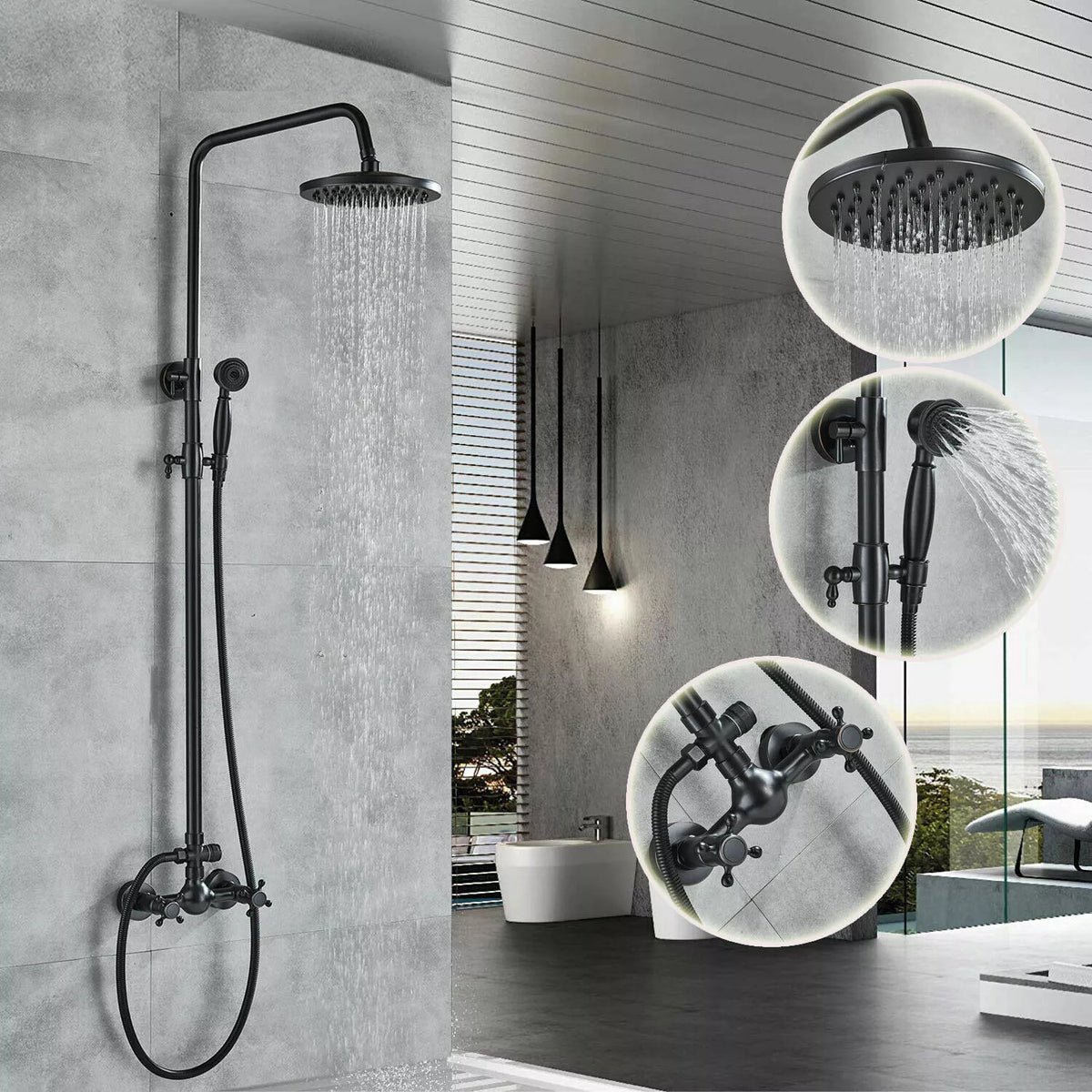 Stainless Steel Square Shower Head Set