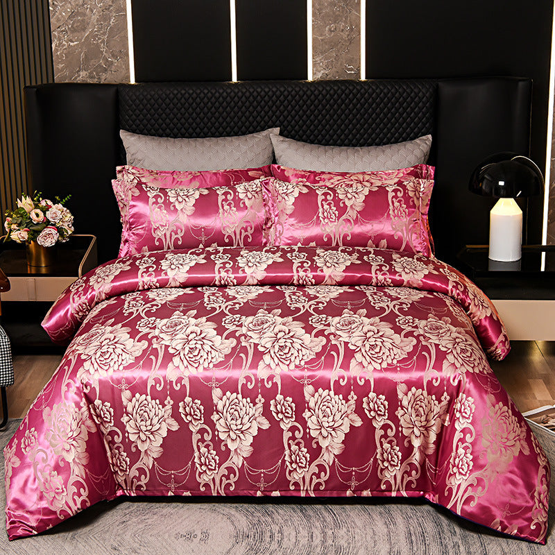 European Style Satin Silk Jacquard Bedding Set
