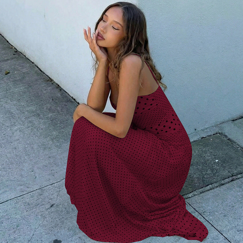Women's Polka Dot Halter Neck Dress