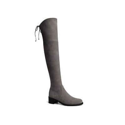 Womens Over Knee Suede Boots Elastic Thick Heel